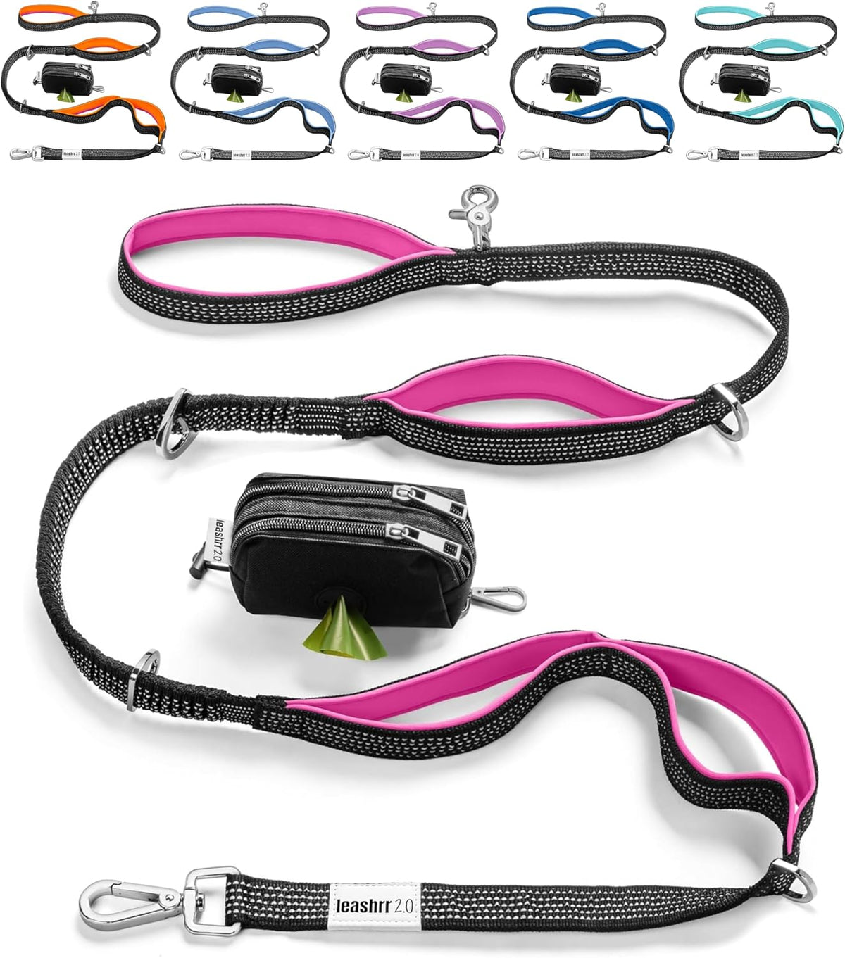 Dog Poop Bag Holder for Leashes and Treat Holder with 2 Waterproof Pouches | Poop Bag Dispenser for Pet Waste Bags and Walking Accessories + 1 Free Roll