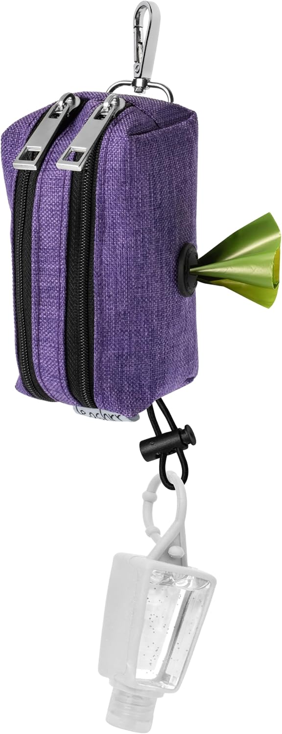 Dog Poop Bag Holder for Leashes and Treat Holder with 2 Waterproof Pouches | Poop Bag Dispenser for Pet Waste Bags and Walking Accessories + 1 Free Roll