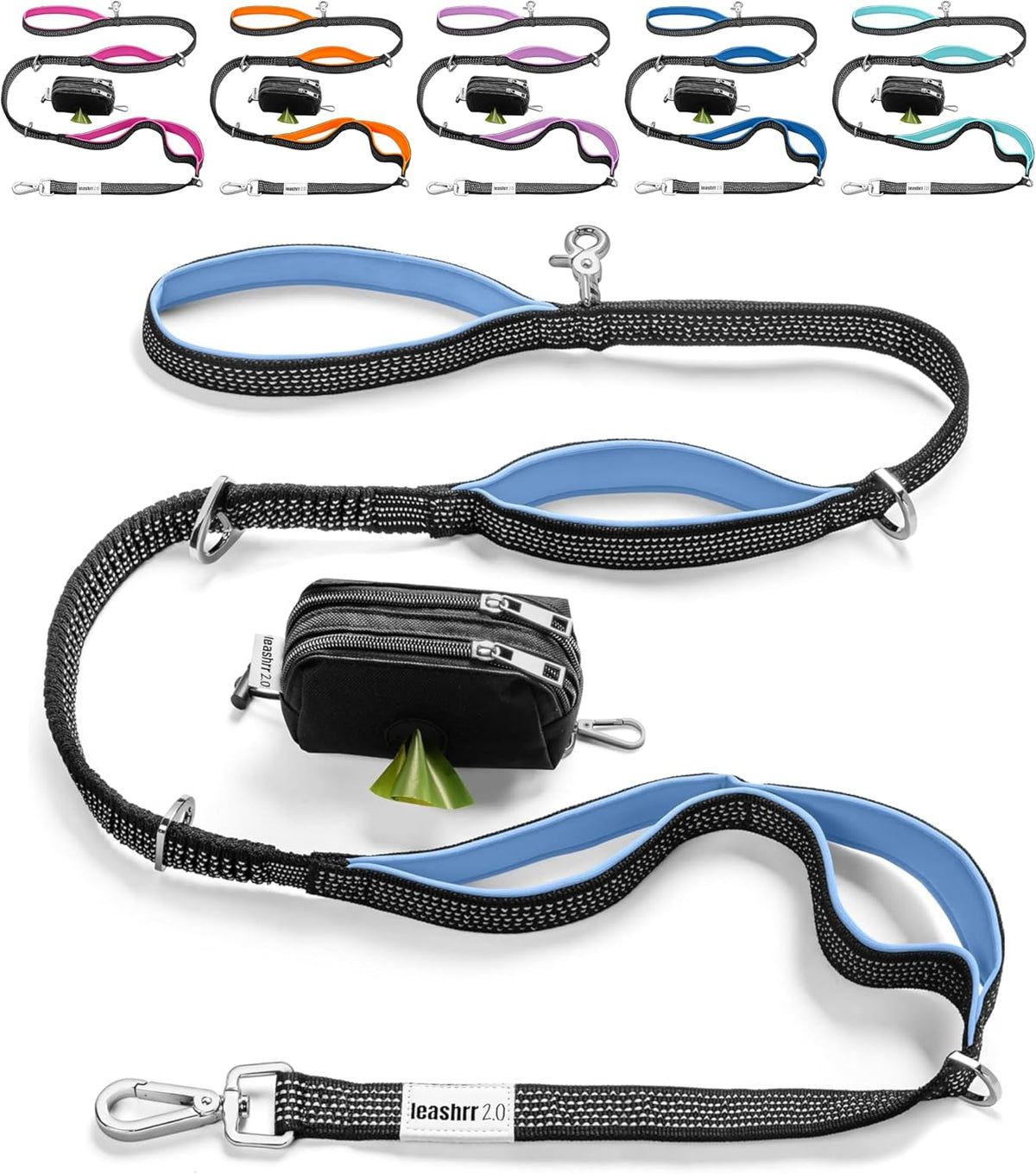 Dog Poop Bag Holder for Leashes and Treat Holder with 2 Waterproof Pouches | Poop Bag Dispenser for Pet Waste Bags and Walking Accessories + 1 Free Roll