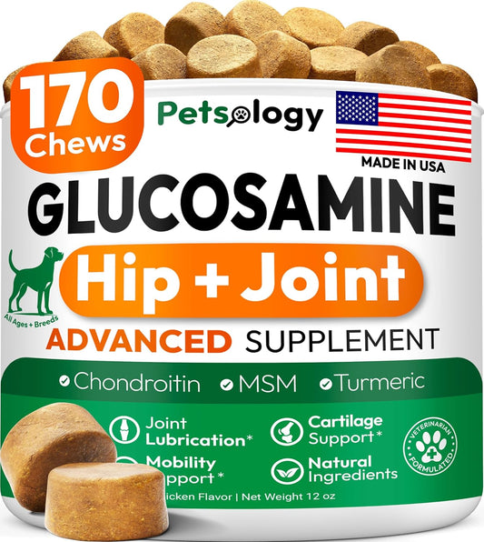 Glucosamine for Dogs, 170 Chews, Hip and Joint Supplement for Dogs