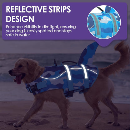 Dog Life Jacket - Shark Safety Vest for Swimming & Boating