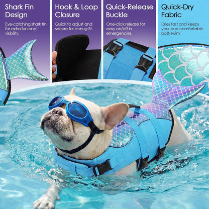 Dog Life Jacket - Shark Safety Vest for Swimming & Boating
