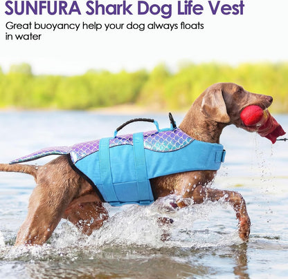 Dog Life Jacket - Shark Safety Vest for Swimming & Boating