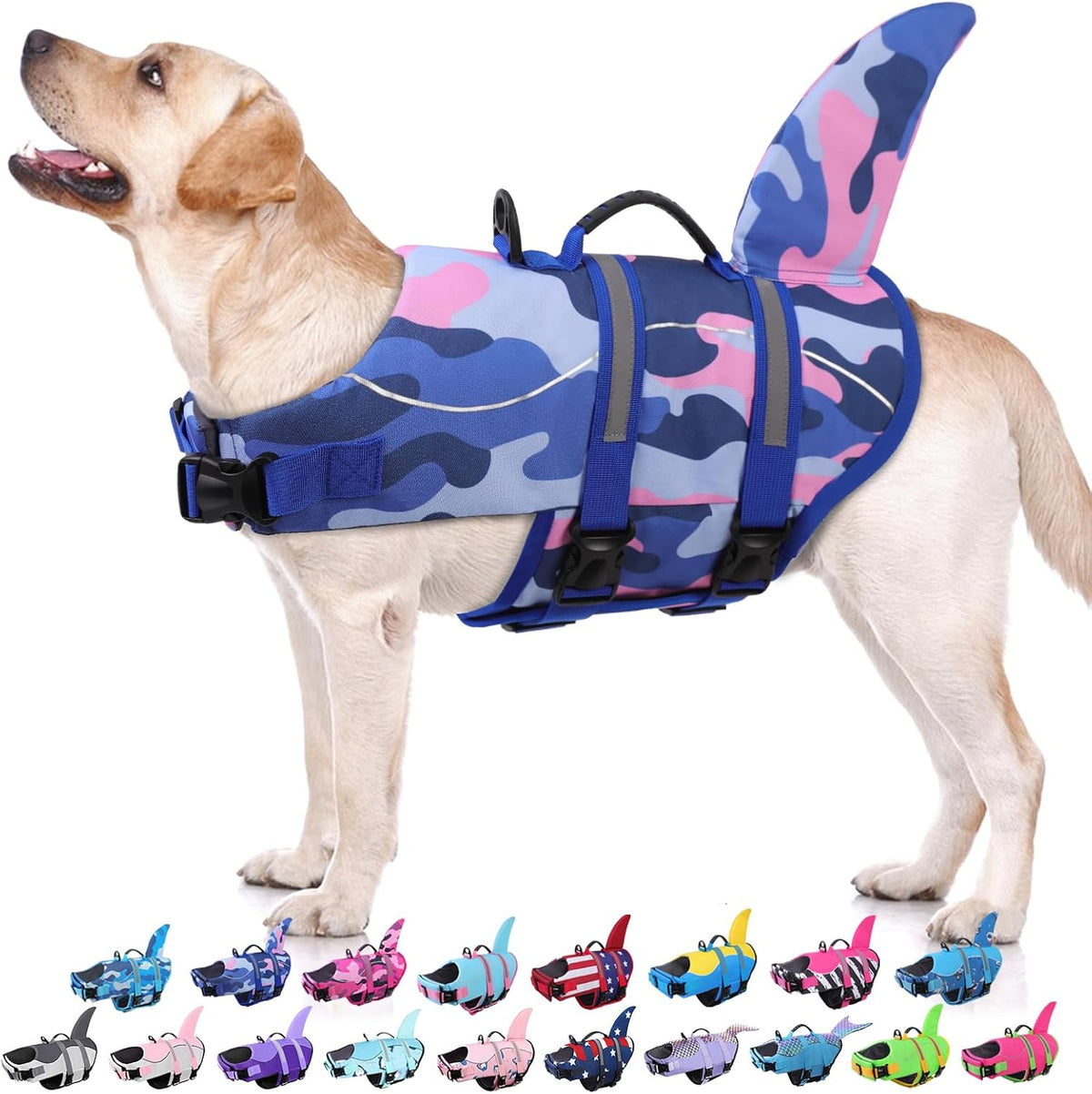 Dog Life Jacket - Shark Safety Vest for Swimming & Boating