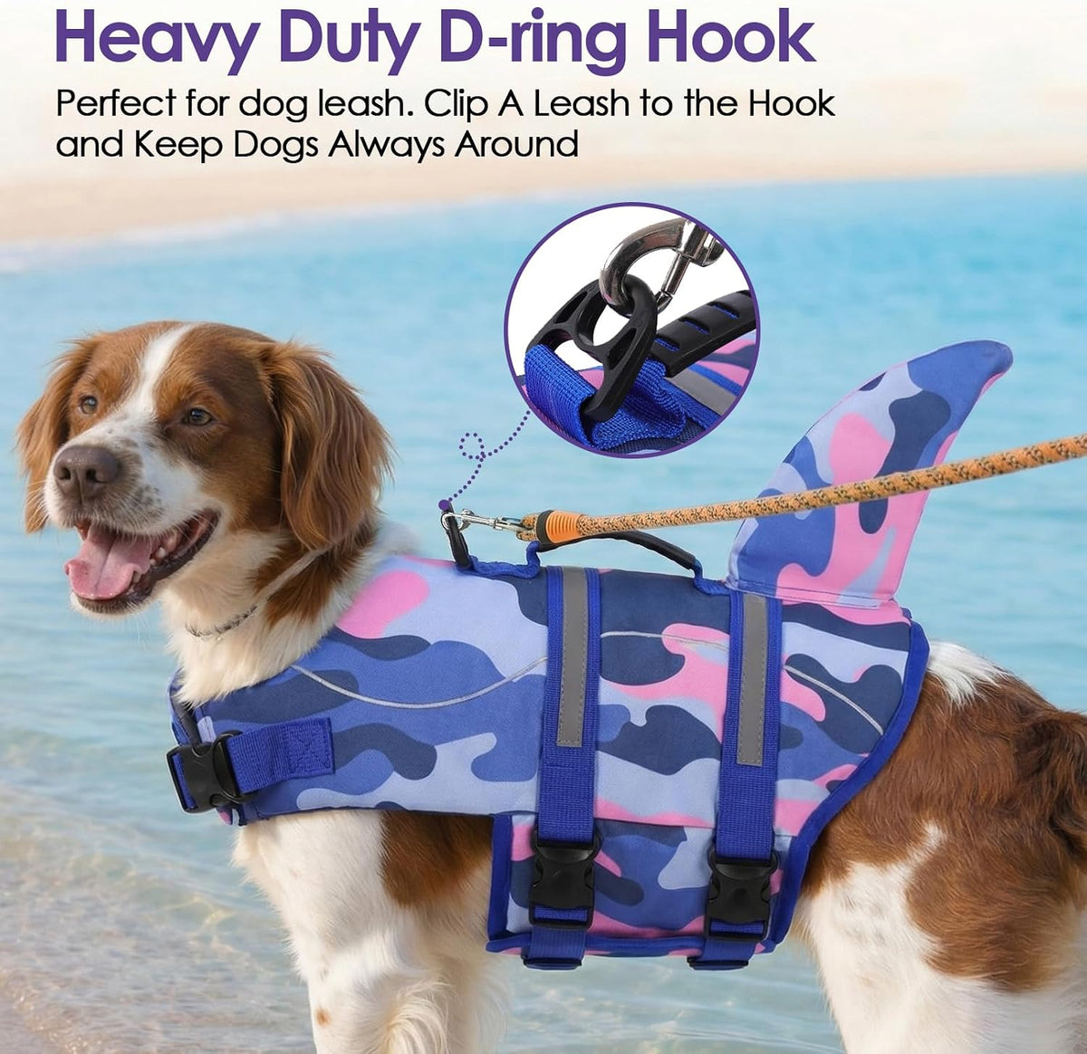 Dog Life Jacket - Shark Safety Vest for Swimming & Boating