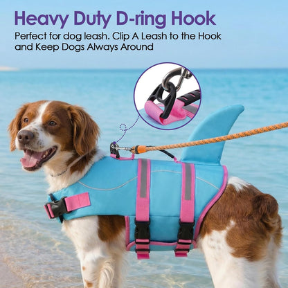 Dog Life Jacket - Shark Safety Vest for Swimming & Boating