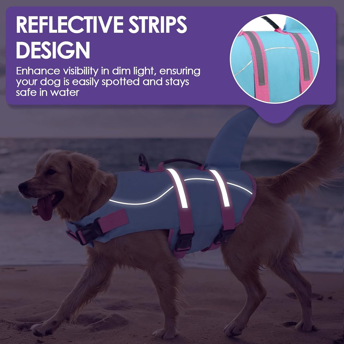 Dog Life Jacket - Shark Safety Vest for Swimming & Boating