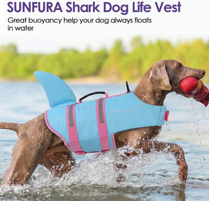 Dog Life Jacket - Shark Safety Vest for Swimming & Boating