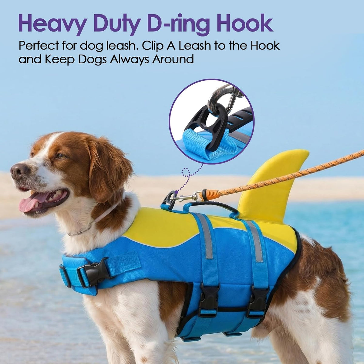 Dog Life Jacket - Shark Safety Vest for Swimming & Boating