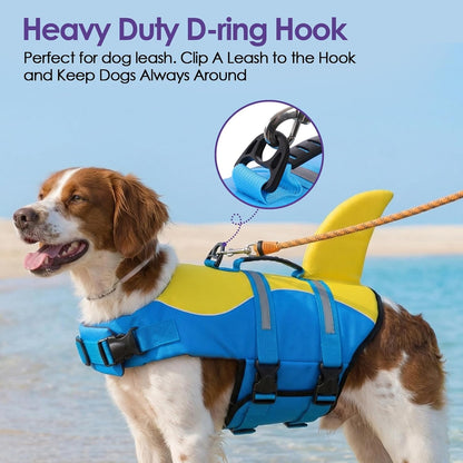 Dog Life Jacket - Shark Safety Vest for Swimming & Boating