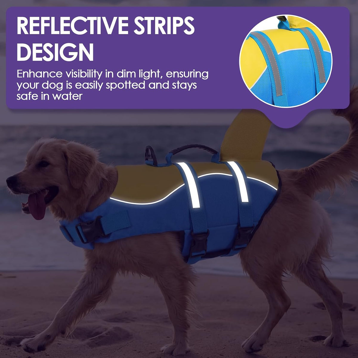 Dog Life Jacket - Shark Safety Vest for Swimming & Boating