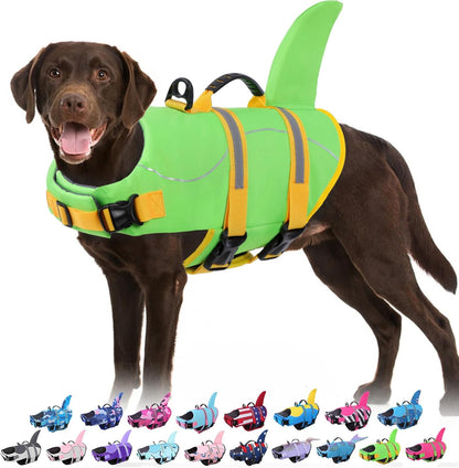 Dog Life Jacket - Shark Safety Vest for Swimming & Boating