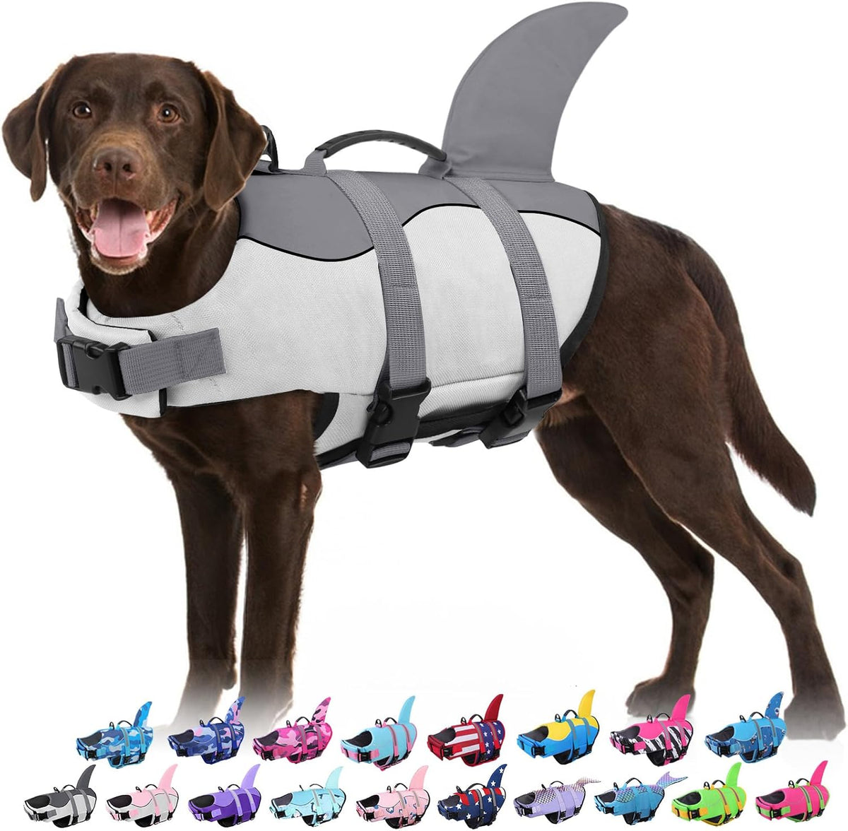 Dog Life Jacket - Shark Safety Vest for Swimming & Boating