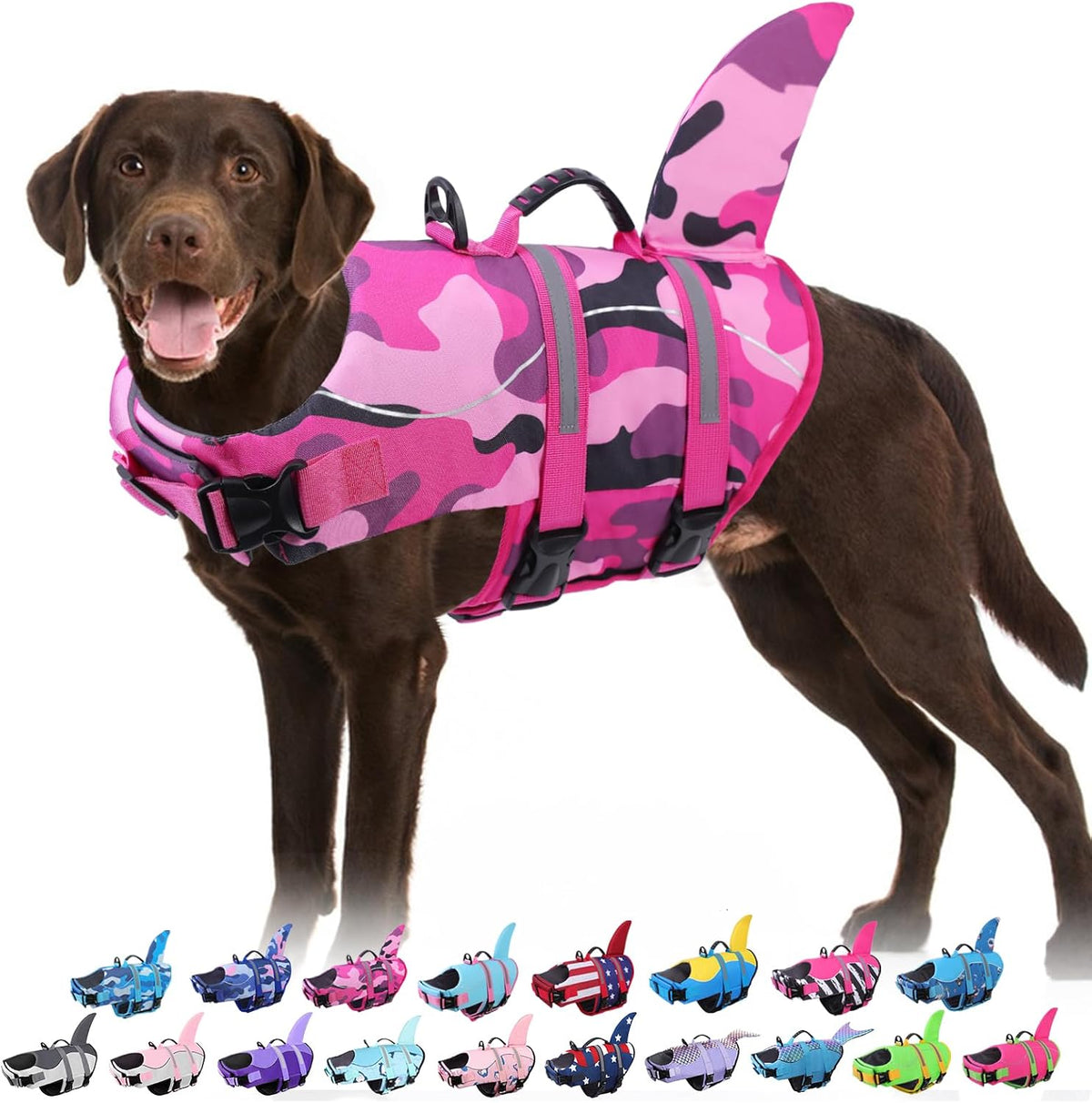 Dog Life Jacket - Shark Safety Vest for Swimming & Boating