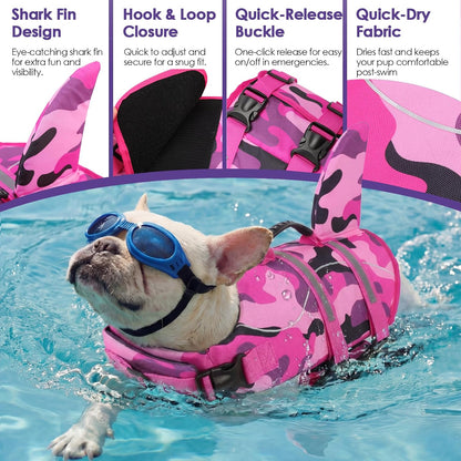 Dog Life Jacket - Shark Safety Vest for Swimming & Boating