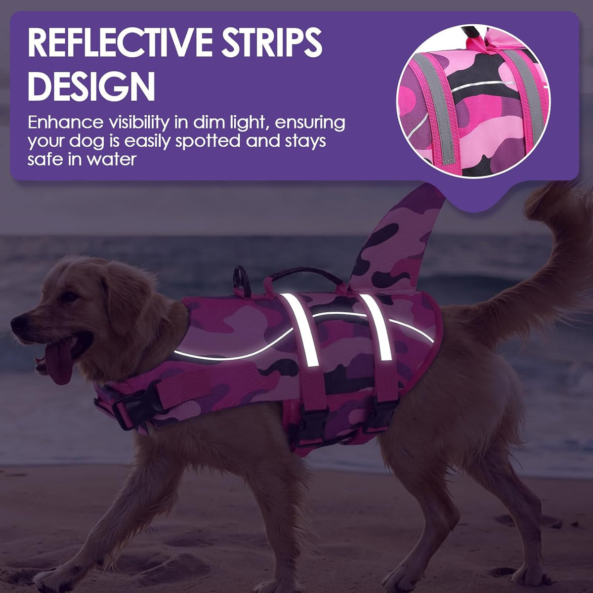 Dog Life Jacket - Shark Safety Vest for Swimming & Boating