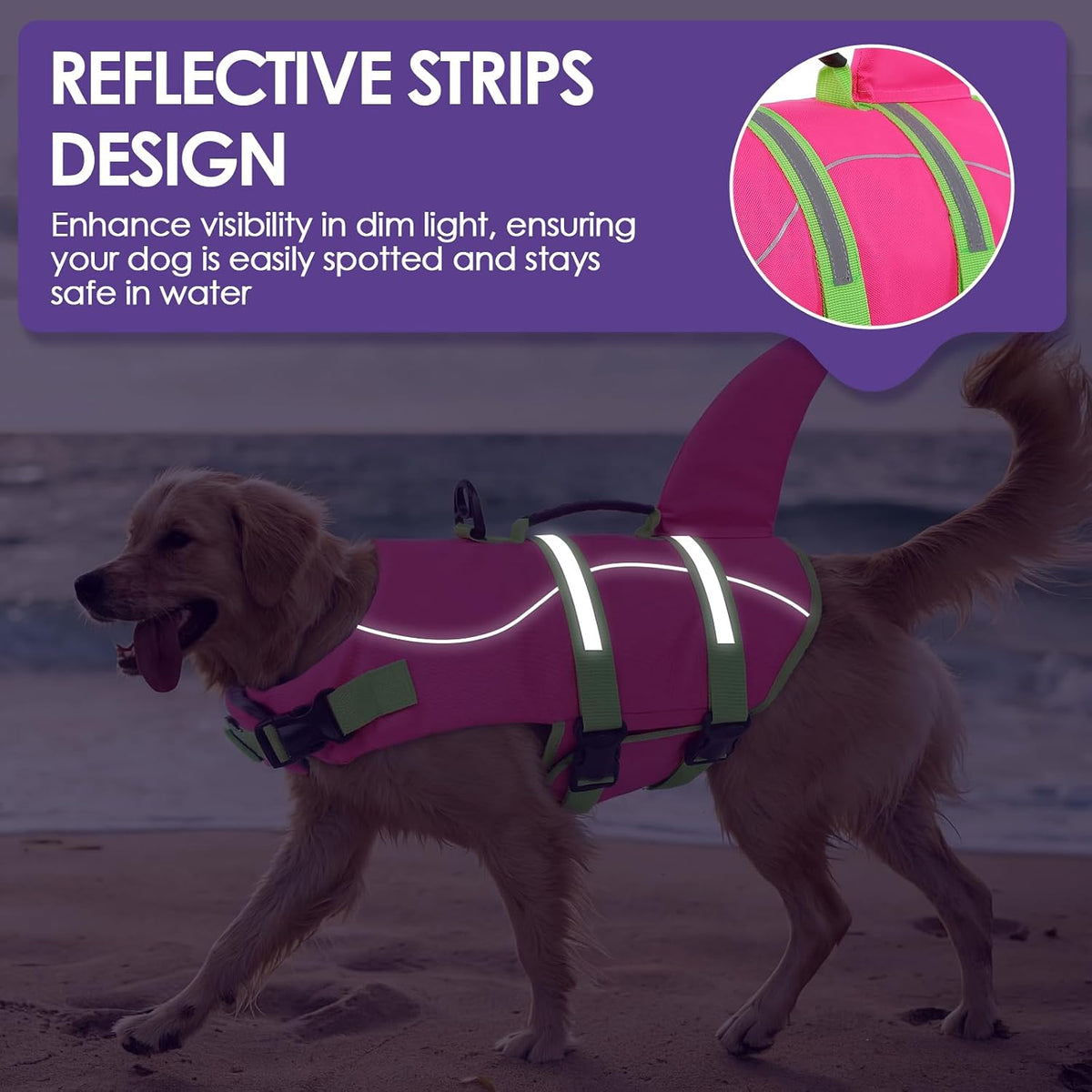 Dog Life Jacket - Shark Safety Vest for Swimming & Boating