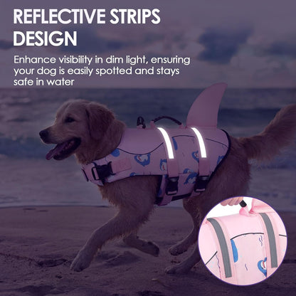 Dog Life Jacket - Shark Safety Vest for Swimming & Boating