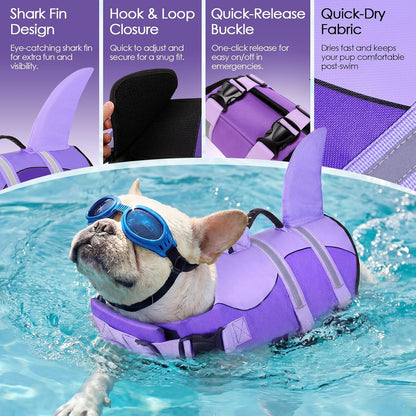 Dog Life Jacket - Shark Safety Vest for Swimming & Boating