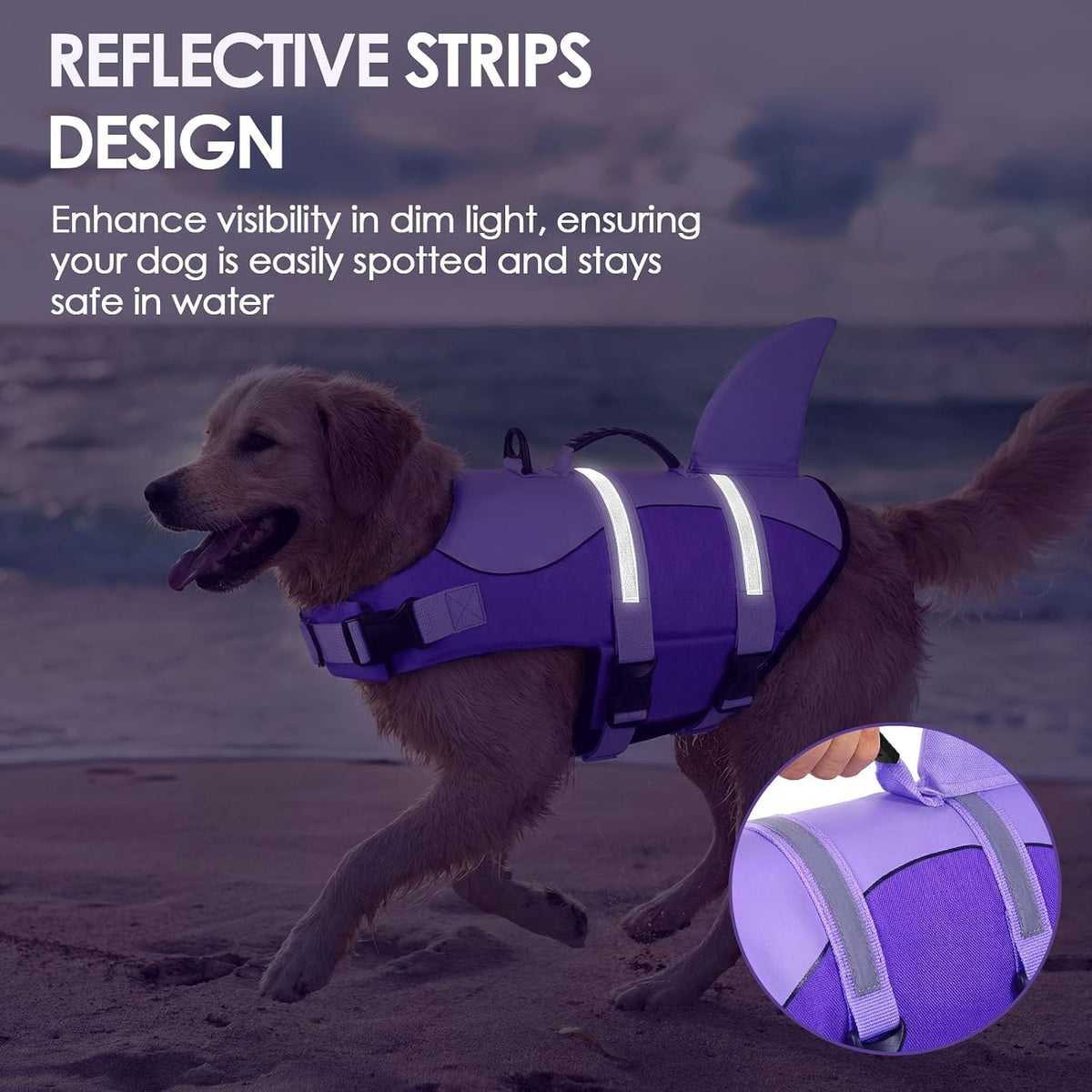 Dog Life Jacket - Shark Safety Vest for Swimming & Boating
