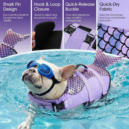 Dog Life Jacket - Shark Safety Vest for Swimming & Boating