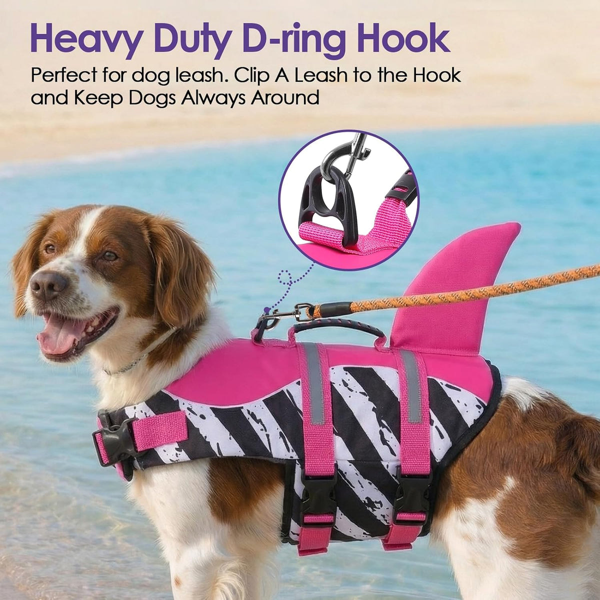 Dog Life Jacket - Shark Safety Vest for Swimming & Boating