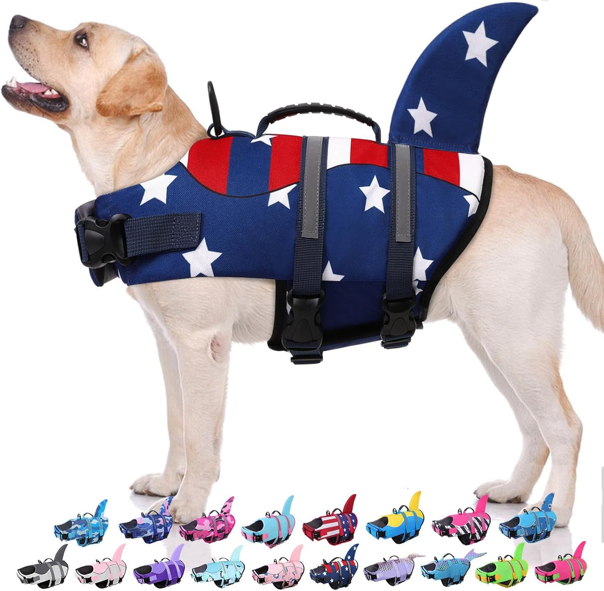 Dog Life Jacket - Shark Safety Vest for Swimming & Boating