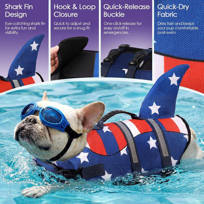 Dog Life Jacket - Shark Safety Vest for Swimming & Boating