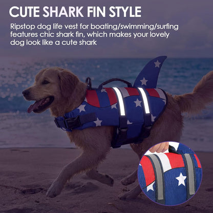 Dog Life Jacket - Shark Safety Vest for Swimming & Boating