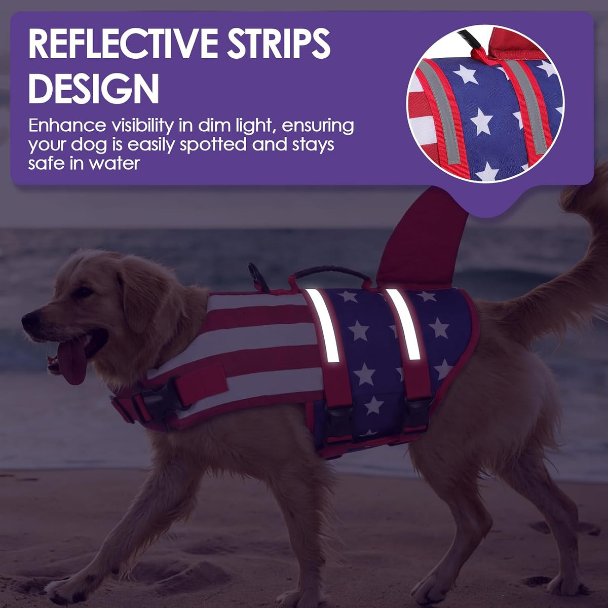 Dog Life Jacket - Shark Safety Vest for Swimming & Boating