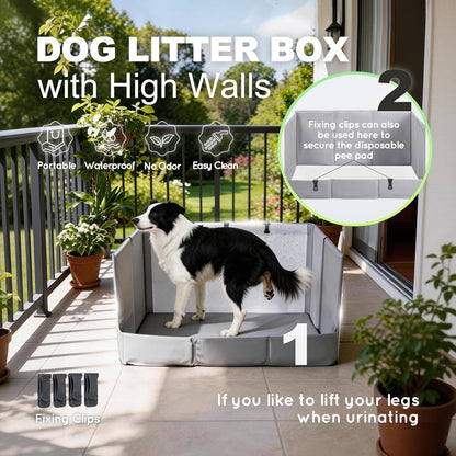 Dog Litter Box Indoor High Walls, Puppy Pee Pad Holder Foldable