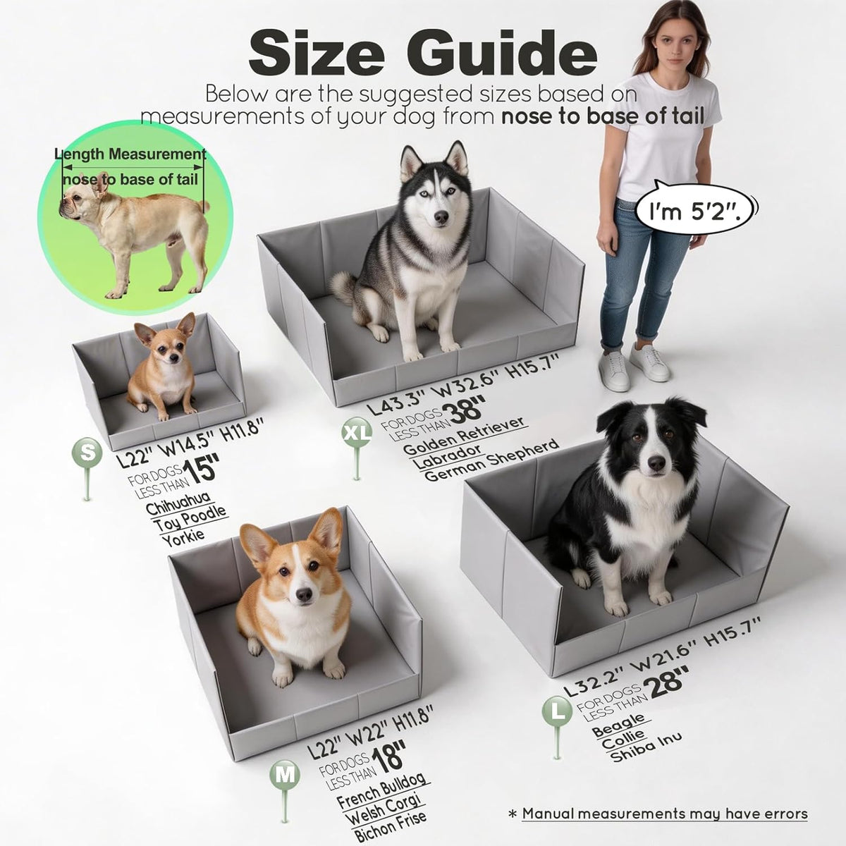 Dog Litter Box Indoor High Walls, Puppy Pee Pad Holder Foldable