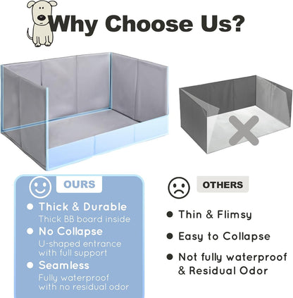 Dog Litter Box Indoor High Walls, Puppy Pee Pad Holder Foldable