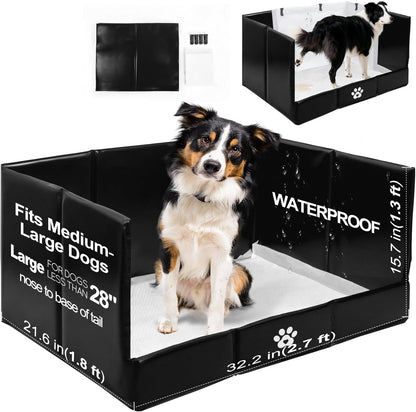 Dog Litter Box Indoor High Walls, Puppy Pee Pad Holder Foldable