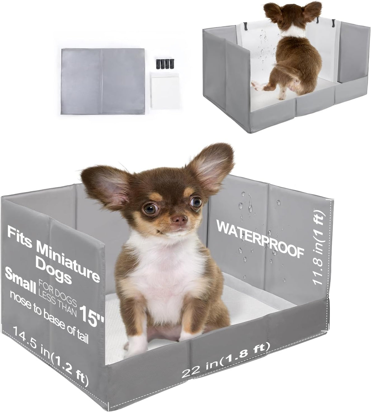 Dog Litter Box Indoor High Walls, Puppy Pee Pad Holder Foldable