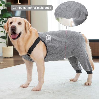 Dog Recovery Suit for Hid Leg, Soft Stretchy Pants for Hip Thigh Wound Protective Sleeves to Prevent Licking (Grey, 4XL(Reference Weight 50-70 lbs))