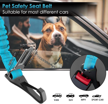 Dog Car Seat Belt, 3 in 1 Latch Bar Attachment Dog Safety Seatbelt | Hook Latch Bar& Seatbelt Buckle, Reflective, Heavy Duty Nylon, Durability, Easy of Use, for Travel Riding, Black, 27.5"