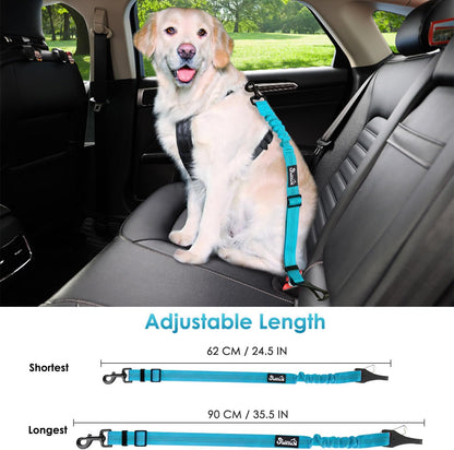 Dog Car Seat Belt, 3 in 1 Latch Bar Attachment Dog Safety Seatbelt | Hook Latch Bar& Seatbelt Buckle, Reflective, Heavy Duty Nylon, Durability, Easy of Use, for Travel Riding, Black, 27.5"