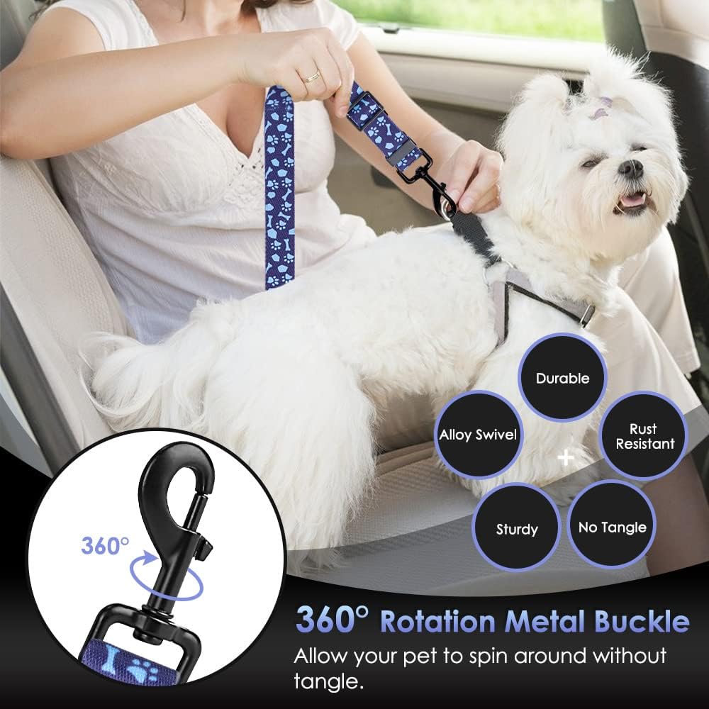 Dog Car Seat Belt, 3 in 1 Latch Bar Attachment Dog Safety Seatbelt | Hook Latch Bar& Seatbelt Buckle, Reflective, Heavy Duty Nylon, Durability, Easy of Use, for Travel Riding, Black, 27.5"