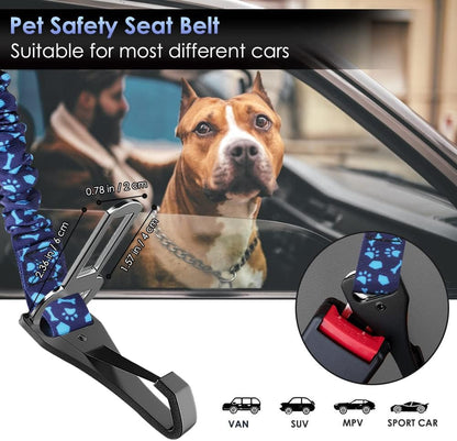 Dog Car Seat Belt, 3 in 1 Latch Bar Attachment Dog Safety Seatbelt | Hook Latch Bar& Seatbelt Buckle, Reflective, Heavy Duty Nylon, Durability, Easy of Use, for Travel Riding, Black, 27.5"