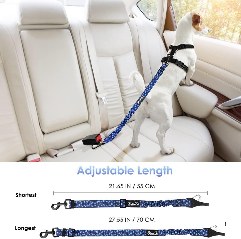 Dog Car Seat Belt, 3 in 1 Latch Bar Attachment Dog Safety Seatbelt | Hook Latch Bar& Seatbelt Buckle, Reflective, Heavy Duty Nylon, Durability, Easy of Use, for Travel Riding, Black, 27.5"
