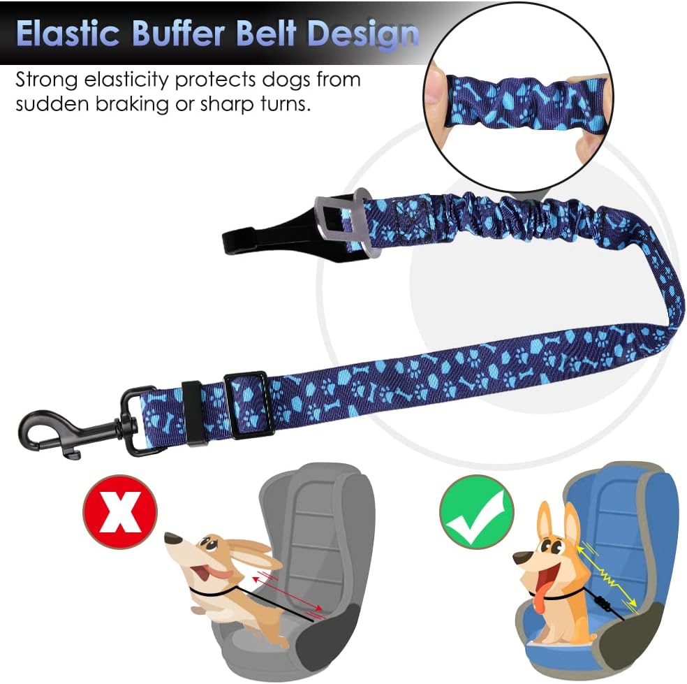 Dog Car Seat Belt, 3 in 1 Latch Bar Attachment Dog Safety Seatbelt | Hook Latch Bar& Seatbelt Buckle, Reflective, Heavy Duty Nylon, Durability, Easy of Use, for Travel Riding, Black, 27.5"