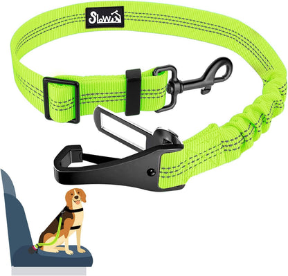 Dog Car Seat Belt, 3 in 1 Latch Bar Attachment Dog Safety Seatbelt | Hook Latch Bar& Seatbelt Buckle, Reflective, Heavy Duty Nylon, Durability, Easy of Use, for Travel Riding, Black, 27.5"