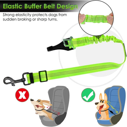 Dog Car Seat Belt, 3 in 1 Latch Bar Attachment Dog Safety Seatbelt | Hook Latch Bar& Seatbelt Buckle, Reflective, Heavy Duty Nylon, Durability, Easy of Use, for Travel Riding, Black, 27.5"