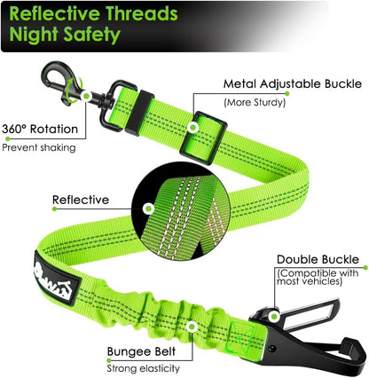 Dog Car Seat Belt, 3 in 1 Latch Bar Attachment Dog Safety Seatbelt | Hook Latch Bar& Seatbelt Buckle, Reflective, Heavy Duty Nylon, Durability, Easy of Use, for Travel Riding, Black, 27.5"