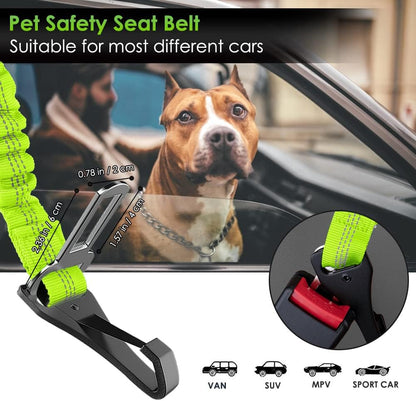Dog Car Seat Belt, 3 in 1 Latch Bar Attachment Dog Safety Seatbelt | Hook Latch Bar& Seatbelt Buckle, Reflective, Heavy Duty Nylon, Durability, Easy of Use, for Travel Riding, Black, 27.5"
