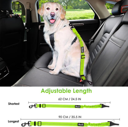 Dog Car Seat Belt, 3 in 1 Latch Bar Attachment Dog Safety Seatbelt | Hook Latch Bar& Seatbelt Buckle, Reflective, Heavy Duty Nylon, Durability, Easy of Use, for Travel Riding, Black, 27.5"