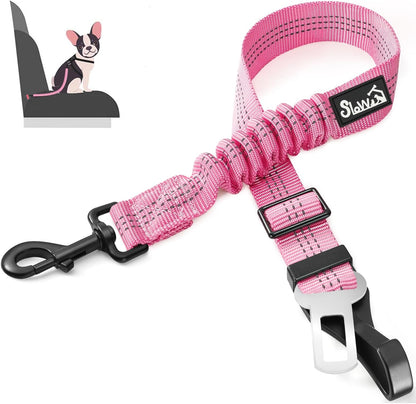 Dog Car Seat Belt, 3 in 1 Latch Bar Attachment Dog Safety Seatbelt | Hook Latch Bar& Seatbelt Buckle, Reflective, Heavy Duty Nylon, Durability, Easy of Use, for Travel Riding, Black, 27.5"