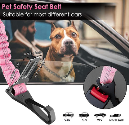 Dog Car Seat Belt, 3 in 1 Latch Bar Attachment Dog Safety Seatbelt | Hook Latch Bar& Seatbelt Buckle, Reflective, Heavy Duty Nylon, Durability, Easy of Use, for Travel Riding, Black, 27.5"