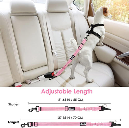 Dog Car Seat Belt, 3 in 1 Latch Bar Attachment Dog Safety Seatbelt | Hook Latch Bar& Seatbelt Buckle, Reflective, Heavy Duty Nylon, Durability, Easy of Use, for Travel Riding, Black, 27.5"